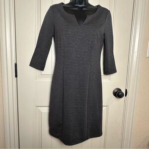 Banana Republic Women's Gray V Neck 3/4 Sleeve Sheath Dress Stretch Size 0 EUC